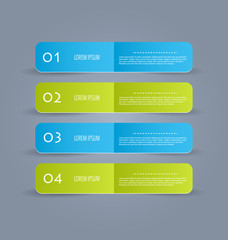 Business infographics template for presentation, education, web design, banners, brochures, flyers. Blue and green tabs. Vector illustration.