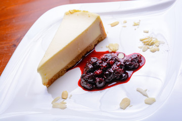 Cheesecake with fruit and almonds