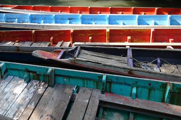Fototapeta na wymiar Colorful wooden boats background