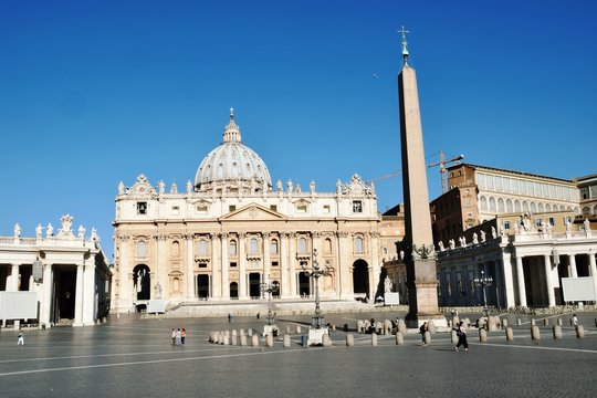 Vatican Obelisk in St. Peter's Square in front of the Saint Peter cathedral in Rome