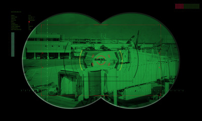 rangers team during night operation hostage rescue.view through