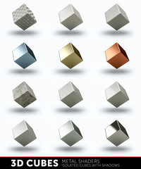 3D cubes with metal textures