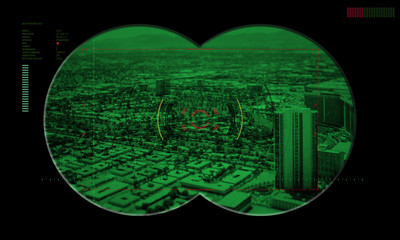 rangers team during night operation hostage rescue.view through
