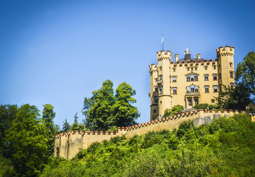 schwanstein Castle in Germany on blue sky background