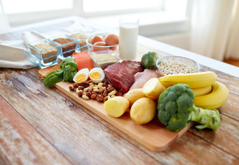 close up of different food items on table