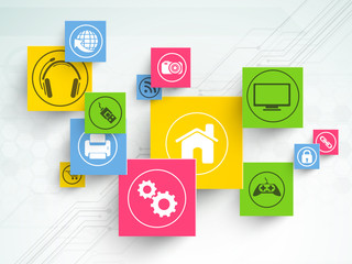 Set of colorful web icons.