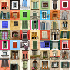 picturesque old fashion windows collage,Italy,Europe