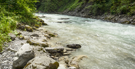 river with cristal water on nature background