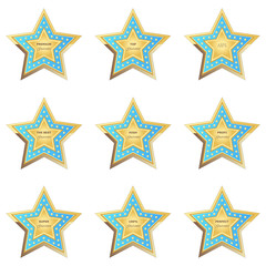 Stern Button Guarantee in hellblau auf weißem Hintergrund