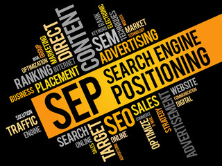 SEP (search engine positioning) word cloud business concept