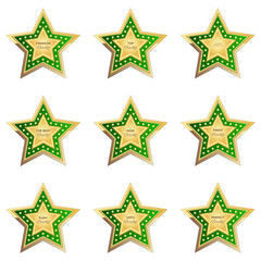 Stern Button Quality in grün auf weißem Hintergrund