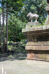 elephant sculpture on the corner of a old building