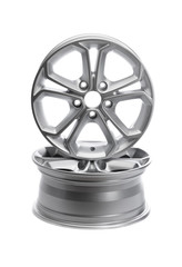 Two steel alloy car rims.