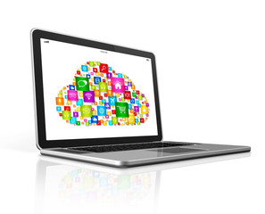Cloud Computing Symbol on a laptop