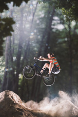 bmx bike rider in the forest