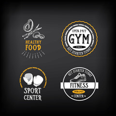 Gym and fitness club logo design, sport badge.