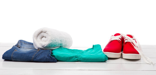 Red shoes and clothes