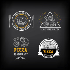 Fototapeta premium Pizza menu restaurant badges. Food design template.