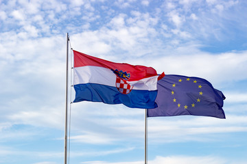 Kroatische und europäische Flagge Fahne