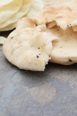 Indian naan bread and poppadum