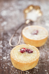 Chocolate  Mini Tartlets  on vintage wooden table