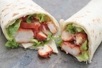 Indian chicken tikka wrap