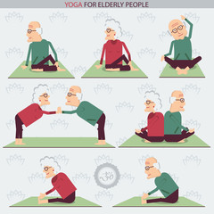 Yoga for Elderly people.Vector illustration