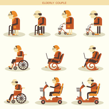 Elderly people and Medical hospital disabled equipments.