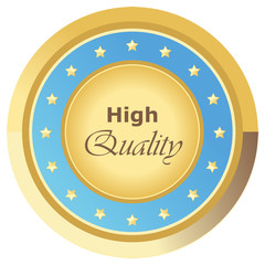 Runder High Quality Button in hellblau auf weißem Hintergrund