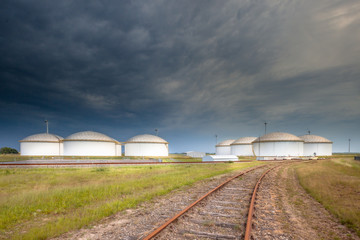 Railroad to an oil tank terminal
