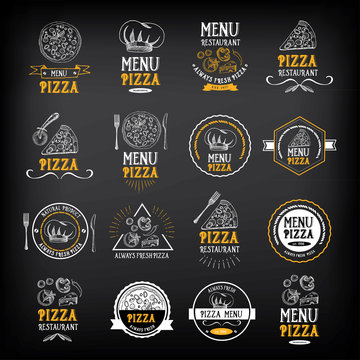Pizza menu restaurant badges. Food design template.