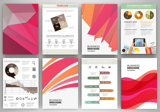 Pink and orange backgrounds and abstract concept infographics