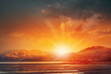 Sunset above road