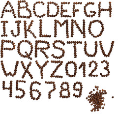 Alphabet of coffee beans