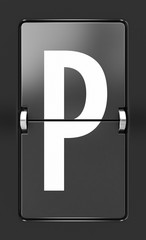 Letter P on a mechanical timetable