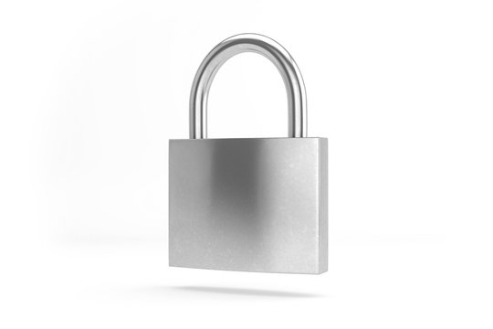 Locked Padlock 3d Isolated. Security or Safety Concept Background.