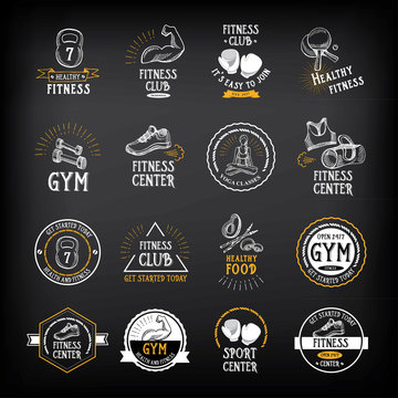 Gym and fitness club logo design, sport badge.