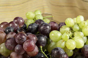 Various types of freshly harvested table grapes