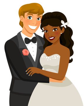 mixed-race couple getting married