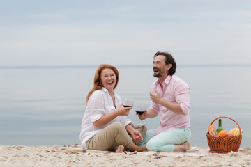 Middle-aged couple in picnic