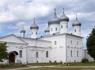Fototapeta na wymiar Saviour Cathedral, Russian orthodox Yuriev Monastery in Great Novgorod (Veliky Novgorod.) Russia