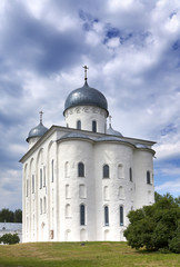 Saint George's Cathedral, Russian orthodox Yuriev Monastery in Great Novgorod (Veliky Novgorod.) Russia..