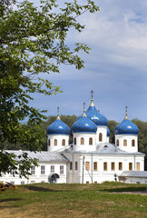 Fototapeta na wymiar Russian orthodox Yuriev Monastery, Church of Exaltation of the Cross, Great Novgorod, Russia..