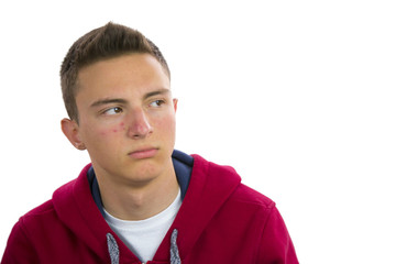 Portrait of teenage boy with acne