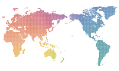 Fototapeta premium Colorful dots & dotted world map #Global image, Vector graphic