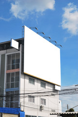 Blank billboard on the building.