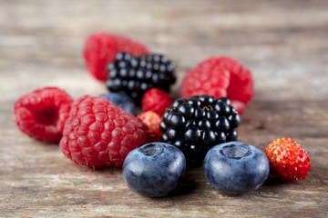 berry mix on wood