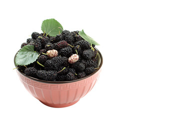 wood background, mulberry, bowl