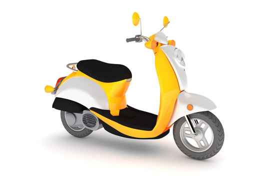 Isolated yellow scooter.