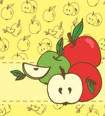 Card with green and red apples